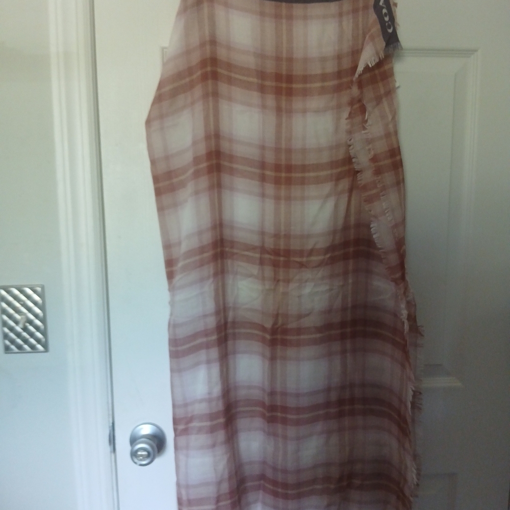 Coach Asymmetrical Plaid Dress in Brown and Cream
